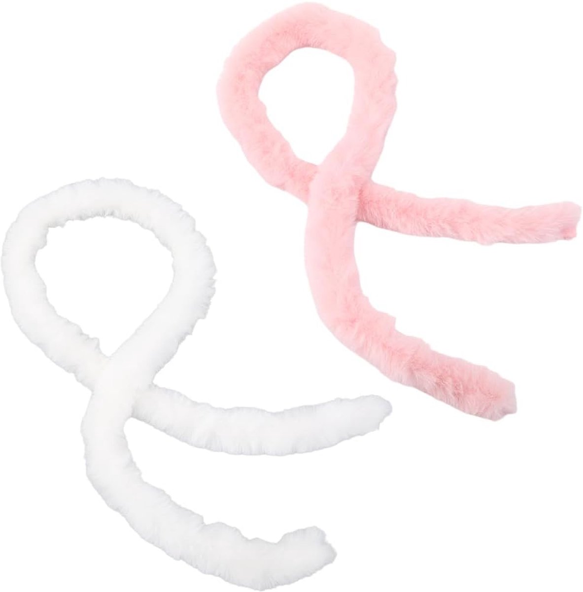 2 Stuks 2 Kleuren Kerst Faux Bont Trim Zachte Kunstmatige Harige Stof Roll Shaggy Trimmen Strips Bont Pluche Trims Chenille Slinger Linten voor Naaien Maken Kerstboom Krans Diy Craft