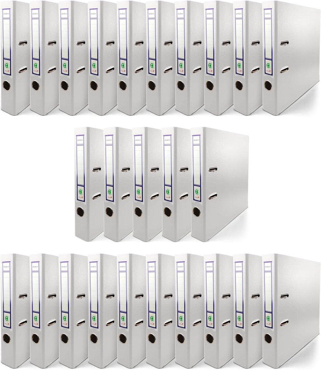 Ordners wit 2-ringmappen Ekobox folder organizer 5cm A4 breed van karton voor plank mappen bureau