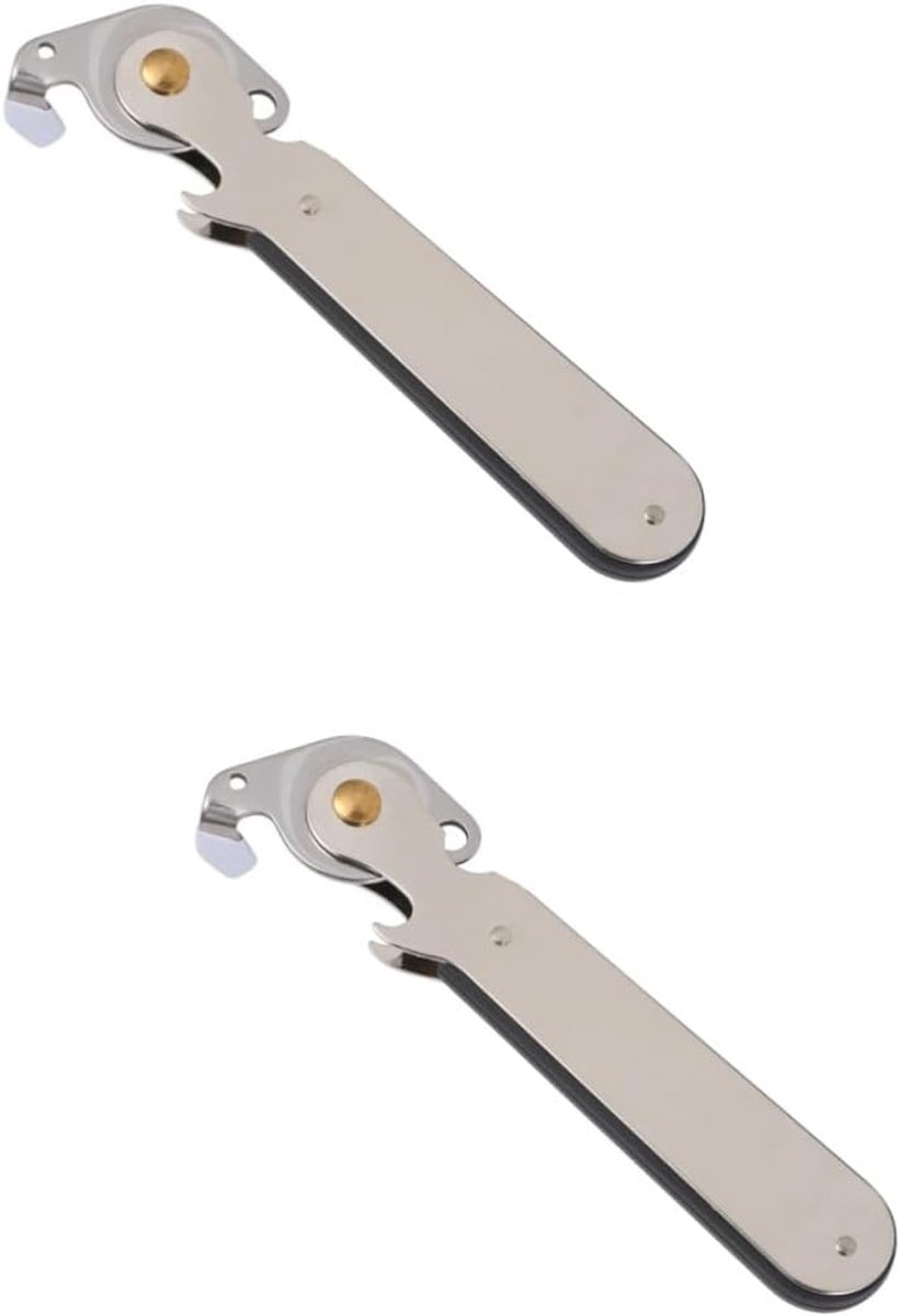 2stuks Rvs Blikopener Met Comfortabele Handgreep Handmatige Blikopener Voor Thuis Camping Restaurants Grip Kracht Compact Draagbaar Eenvoudig Te Gebruiken Soorten Blikken