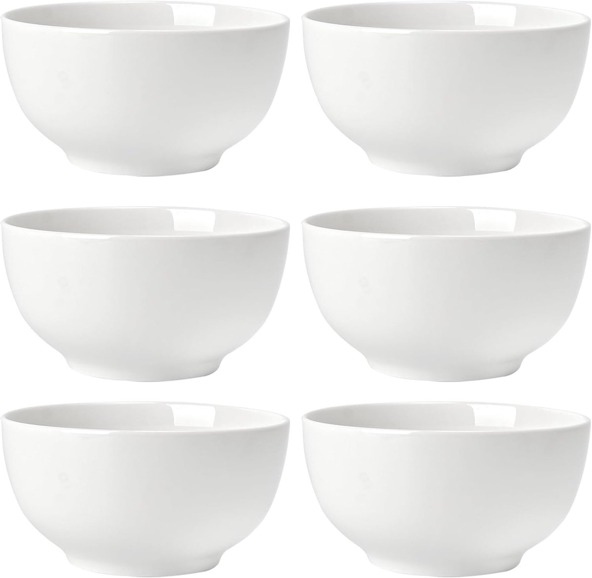 Kommen 16oz/500ml, Bone Porselein Soep Bowl Set van 6, Witte Keramische Kom Set voor Keuken, Kleine Kom voor Dessert Snack Rijst etc Vaatwasser & Magnetron Veilig, Φ5inch