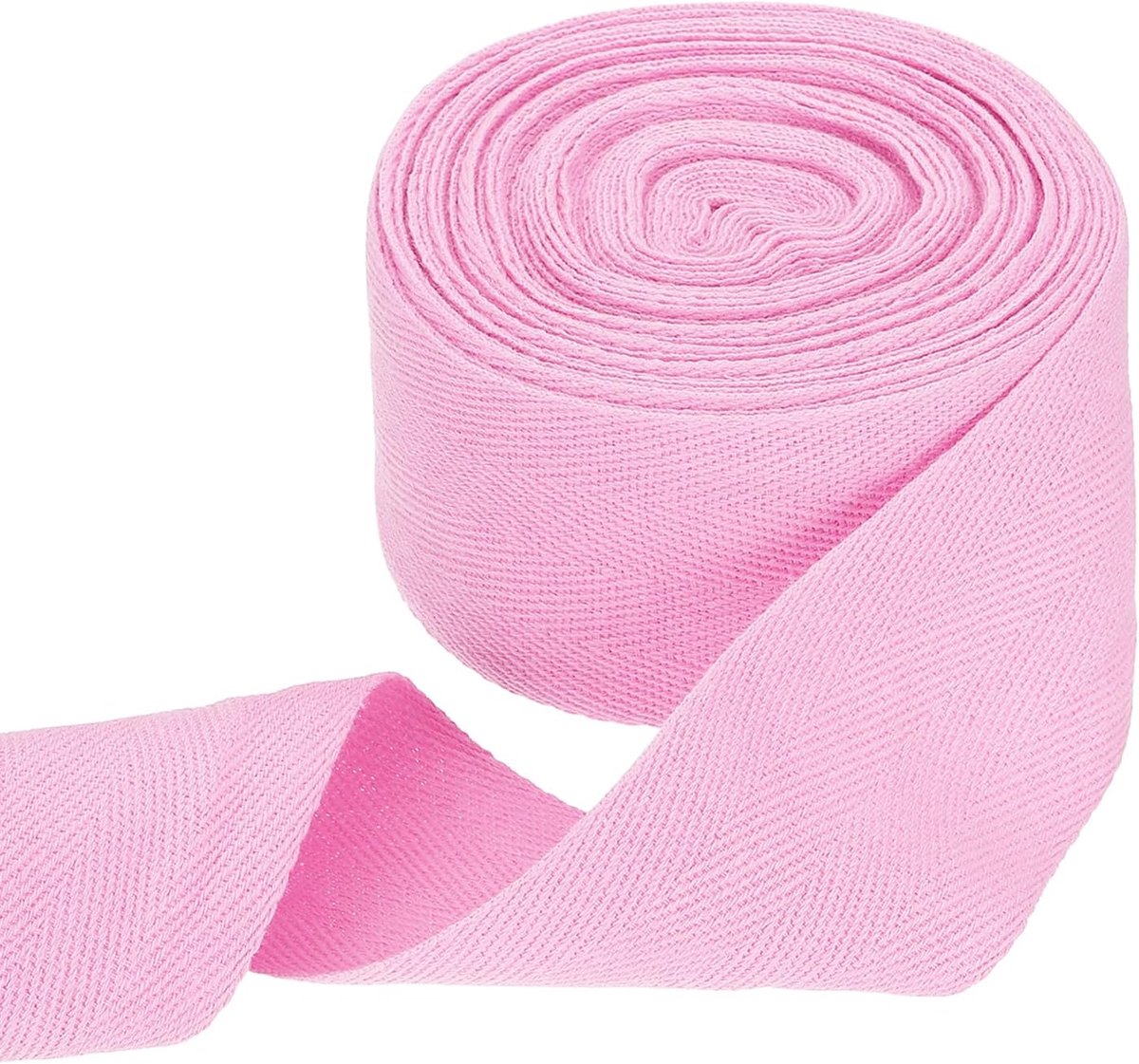 Keperstof katoenen lint, 50 mm x 10 m, visgraatlint voor doe-het-zelf naaien, geschenkverpakking, lichtroze