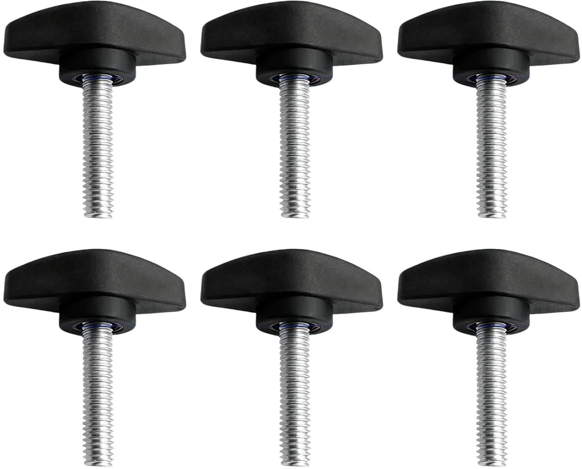 6 stuks kartelschroeven M8 x 20 mm, vleugelschroef met T-vormige handgreep, stergreepschroef, sterschroef verzinkt koolstofstaal spanschroefknop voor snel verwijderen knevelschroef