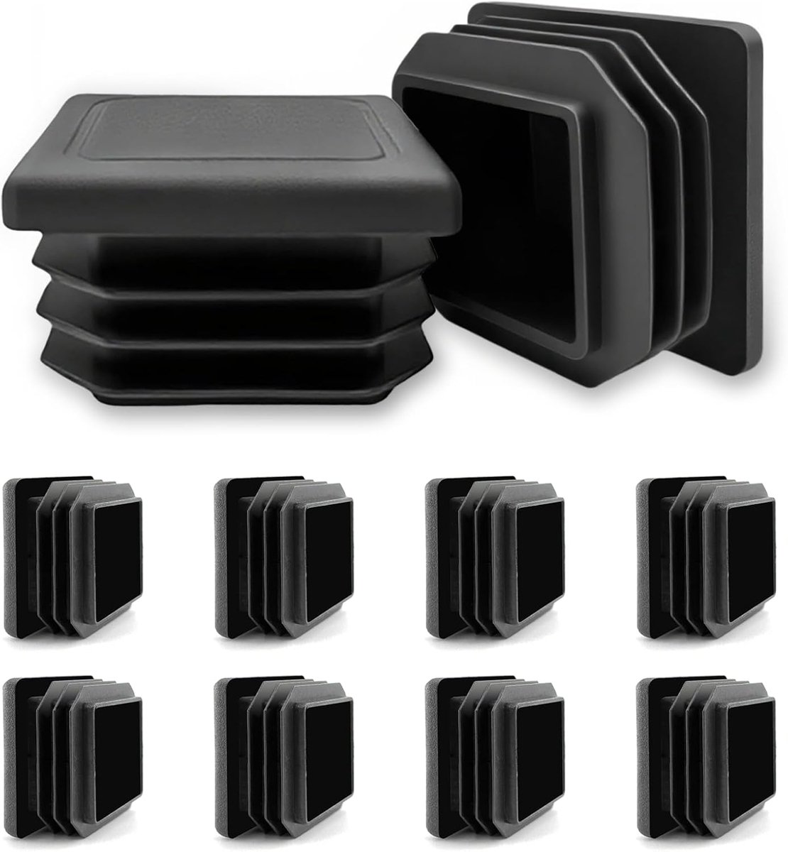 lamellendoppen 30 x 30 mm, zwart, set van 10, voor stalen buizen, aluminium buizen en profielen