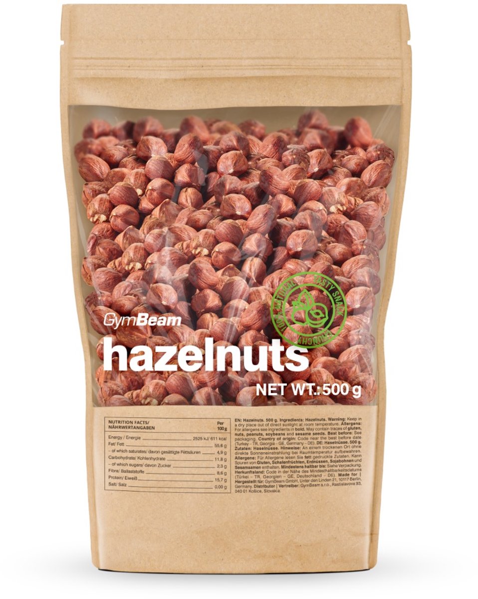 GymBeam Hazelnoten 500 g niet-gearomatiseerd