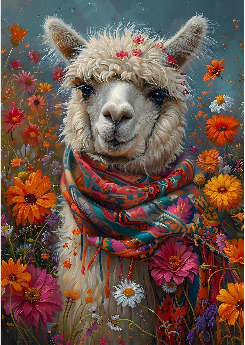 5D Diamond Painting Complete set alpaca, dier diamant schilderij DIY bloem, diamond painting volwassenen, strass borduurwerk kruissteek schilderij voor wooncultuur 30 x 40 cm