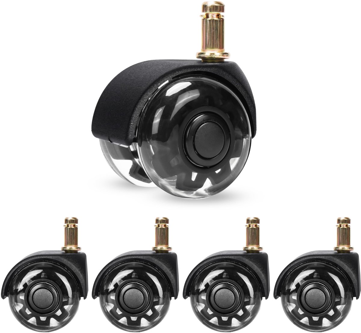 Vous Office Chair Replacement Castor Wheels (5 Pack) - 10 x 25mm Universal Casters - Safe for Hardwood Floors, Laminate & Carpet - Quiet Rolling