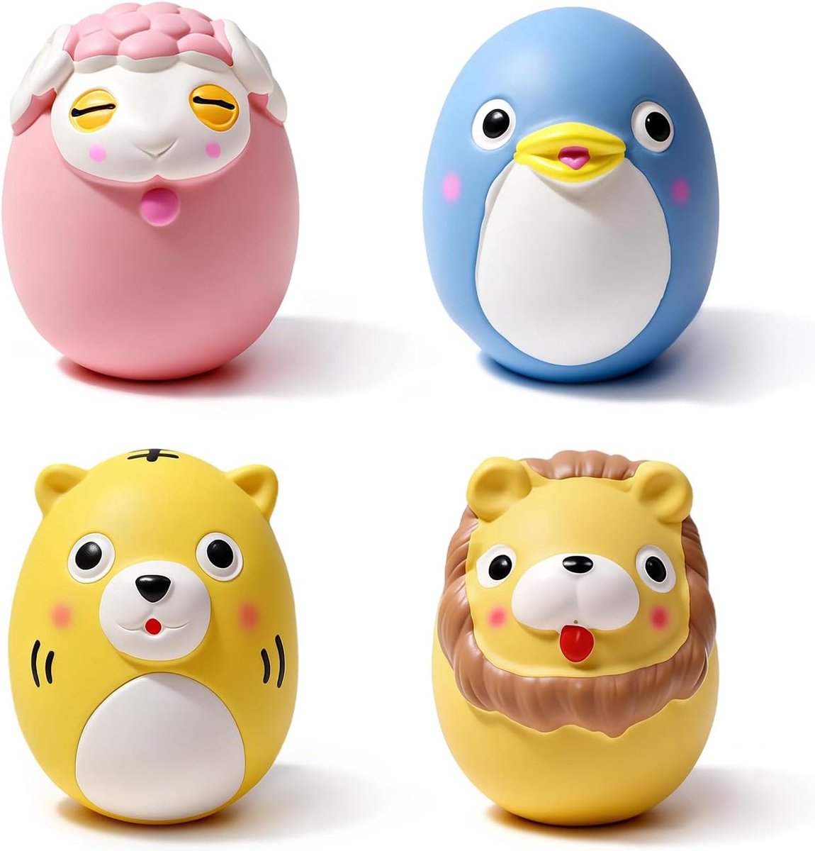 Piepend, 6 cm natuurlijke latex hondenbal met pieper voor puppy's en kleine rassen, 4 stuks schattige OVO-eieren, hondenspeelgoed voor interactieve spelletjes en rapspellen