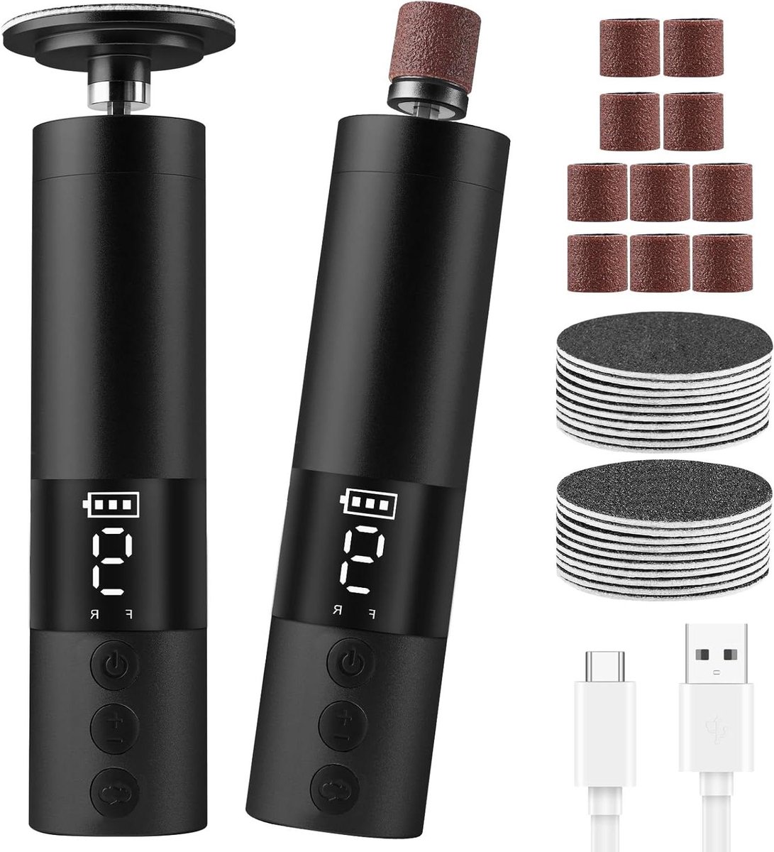 Elektrische Voetvijl - Pedicure Set - Huid Verzorgen - 9 Snelheden Instelbaar - 2-in-1 - Zwart