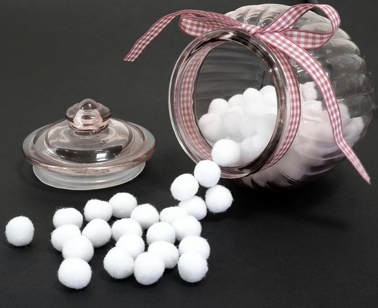 C60468 - 100 pompons Ø 13 mm - kleur wit - van textiel - slingers om zelf vorm te geven voor hobby-korte decoratie naaien kleding borduurwerk — afbeelding 2