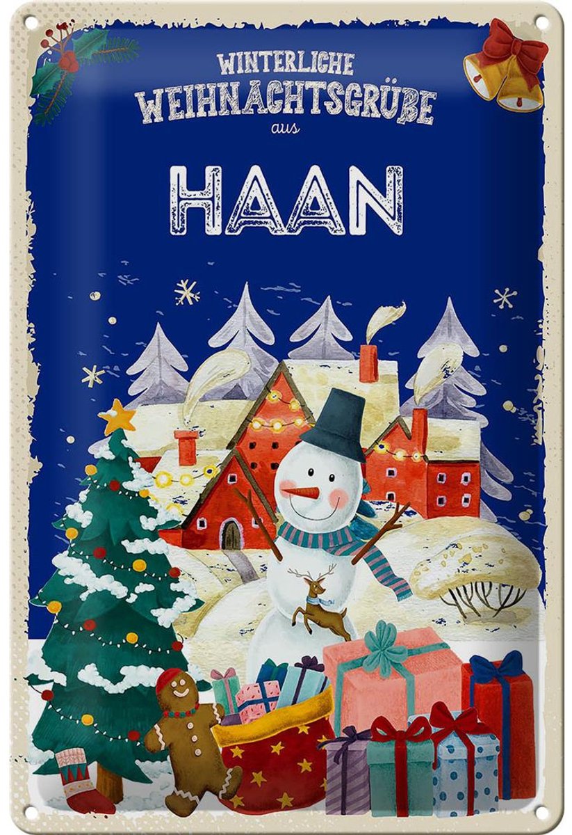 Blechschild Weihnachtsgrüße HAAN FEST 20x30cm