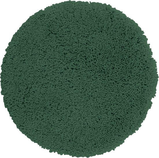 Ronde, groene microvezel badmat met een zachte, pluizige textuur. Diameter 60 cm.