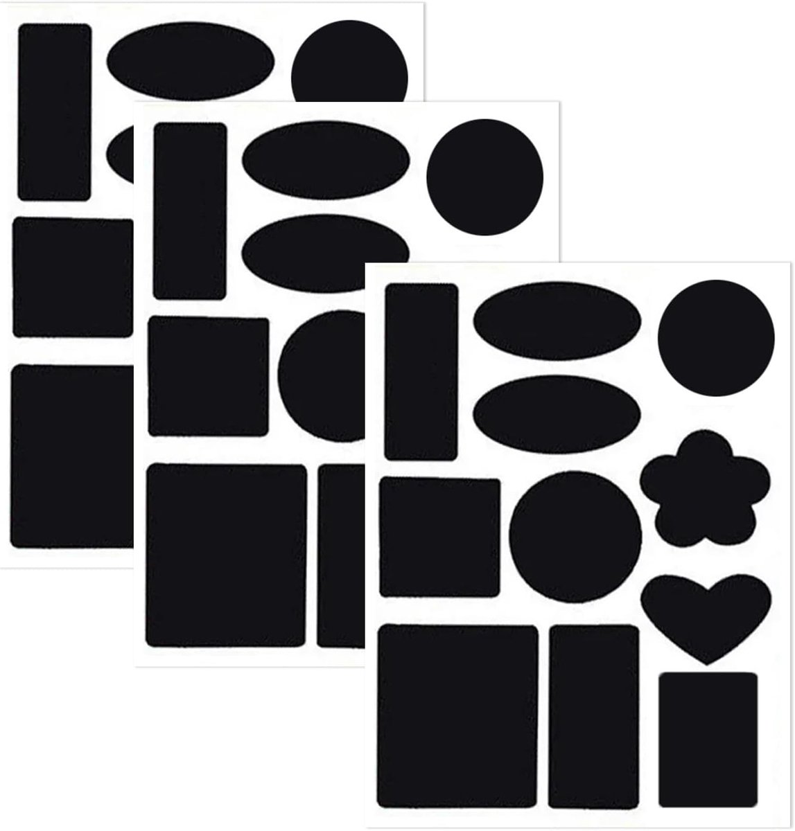 33 stuks zelfklevende nylon patches, reparatieset voor donsjack met Tenacious Tape, meerdere maten, strijkstickers voor skibroek en jas (3 vellen, zwart)