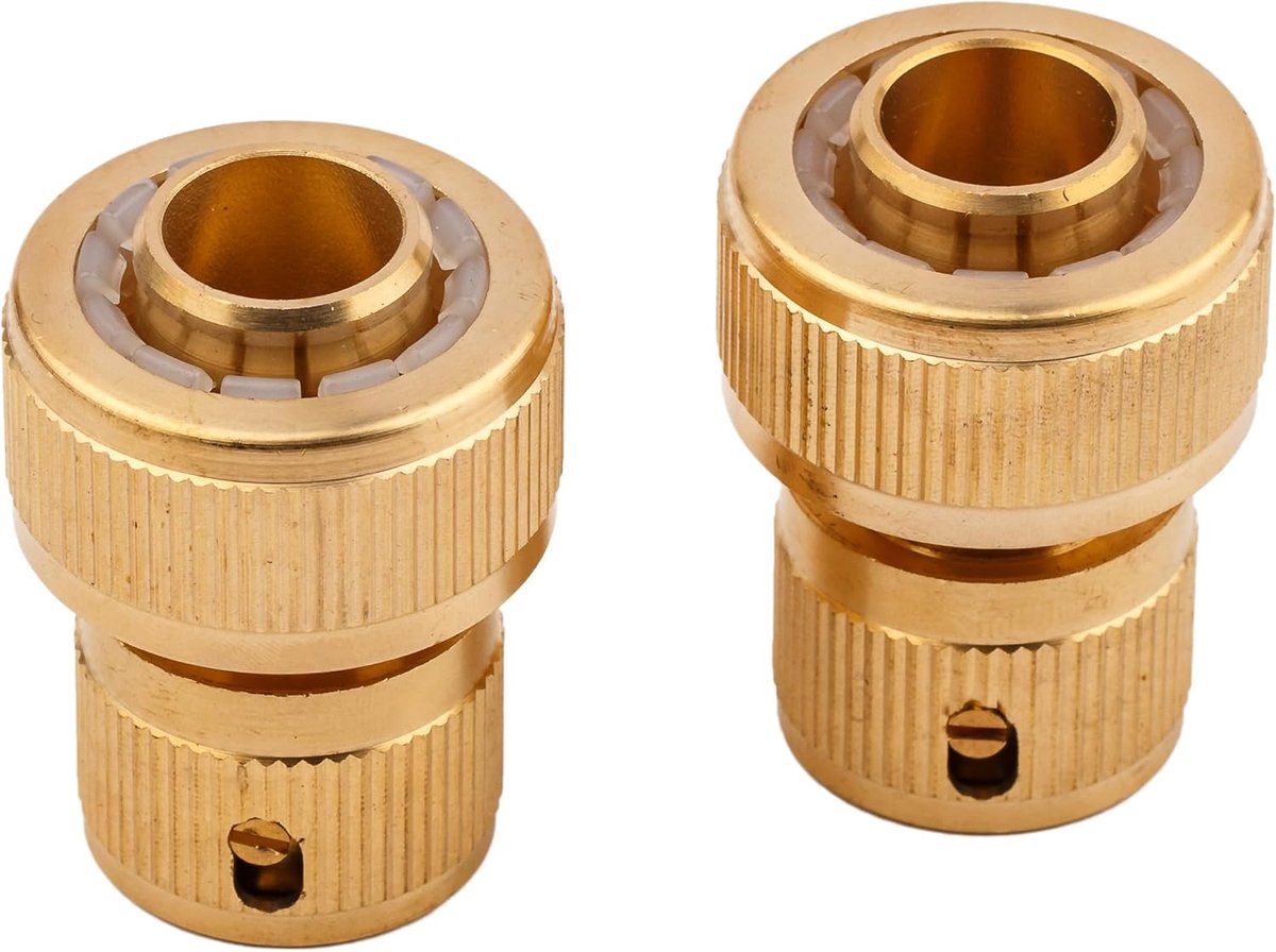 2 x messing tuinslang snelkoppelingen - Koppeling voor 3/4" (20 mm) waterslangen - Snelkoppeling met vergrendelfunctie voor 3/4" waterslangen