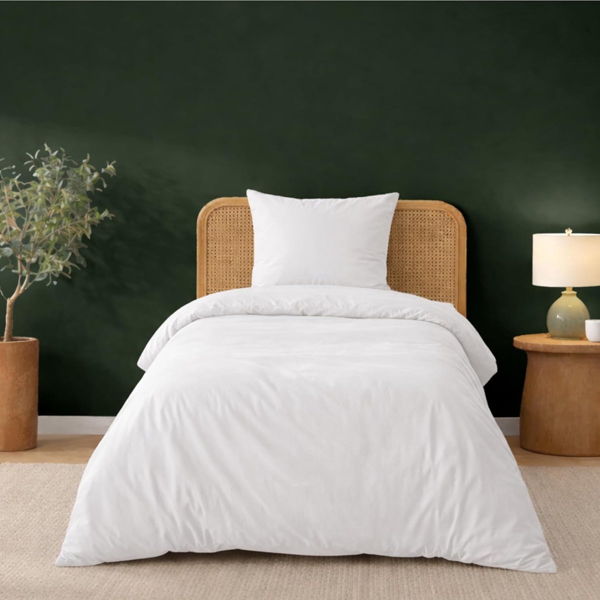 dekbedovertrek 140x200 cm met 1 kussensloop 65x65 cm, wit - 140x200 beddengoedset van microvezel - Oeko-Tex