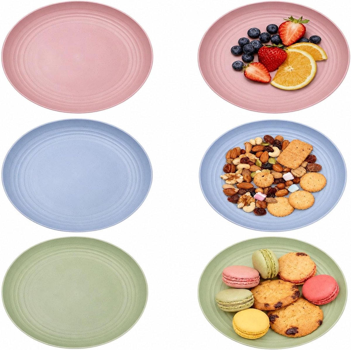 6 stuks herbruikbare plastic borden, 22,5 cm kunststof borden, camping borden, kleurrijke plastic borden, licht en onbreekbaar, voor feest, camping, ontbijt, pizza, magnetron- en vaatwasserbestendig(1