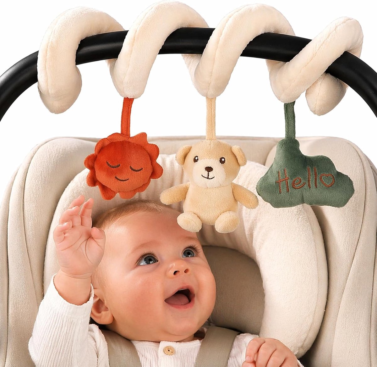 NEA - Activiteitsspiraal voor baby's – spiraalvormige kinderwagen met sensorisch speelgoed – speelgoed kinderwagen en bed – ontwaken en motorische ontwikkeling vanaf 0 maanden