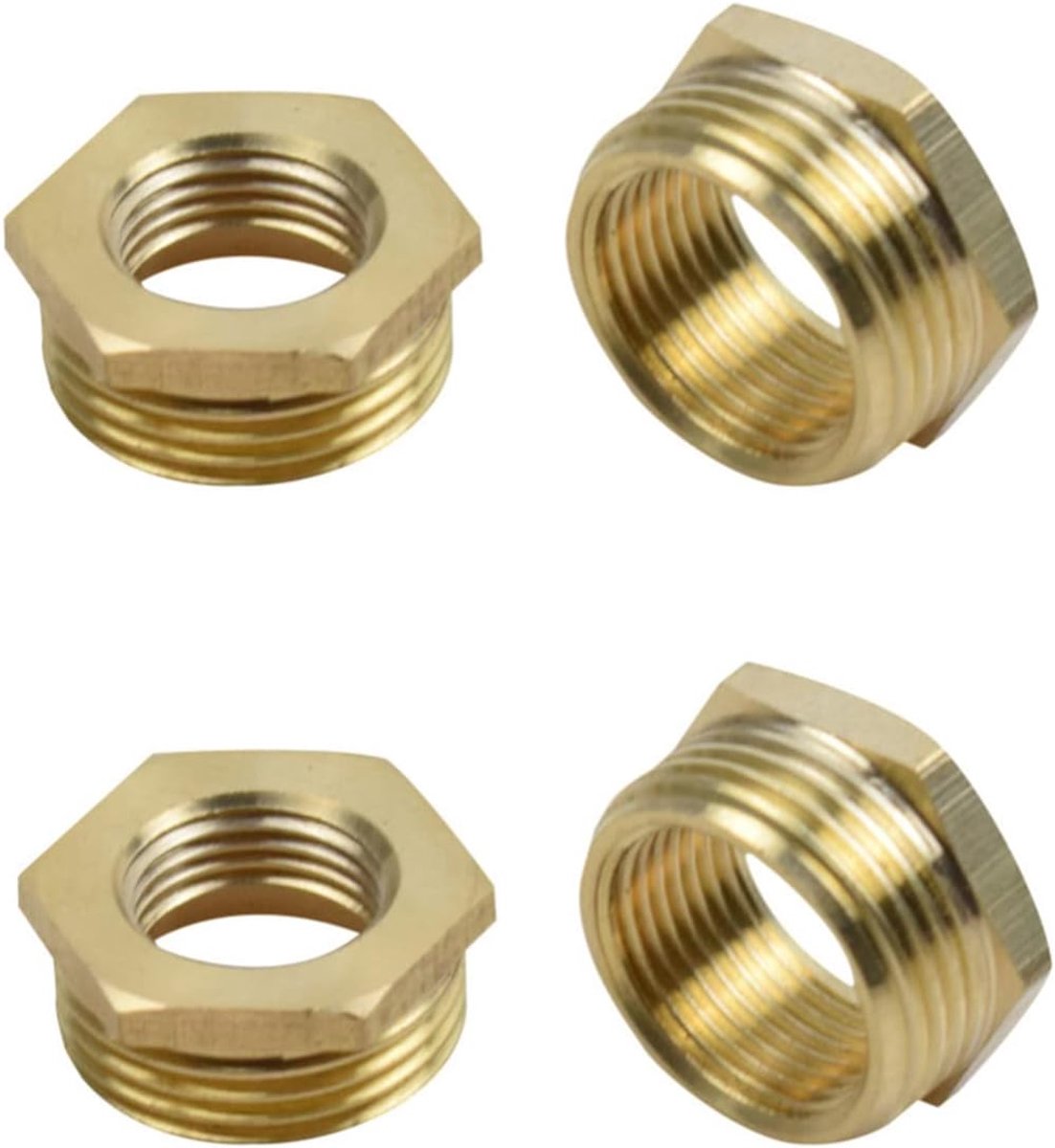 4 stuks reductiemiddel adapter messing draad adapter 1/2 buitendraad 3/8 binnendraad hex slang pijp connector voor kraan vat kraan regenwater tanks tuinslang (3/8)