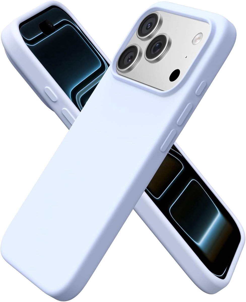 iPhone 17 Pro hoes, 6,3 inch, vloeibare siliconen, volledige afdekking, 4 lagen, zachte gel, stootvaste rubberen hoes voor iPhone 17 Pro, babyblauw