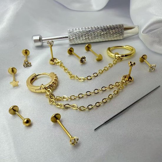 sieraad voor dames, stalen neuspiercing, steker labret à filetage, interne pour lèvre hypo-allergeen piercing — afbeelding 4