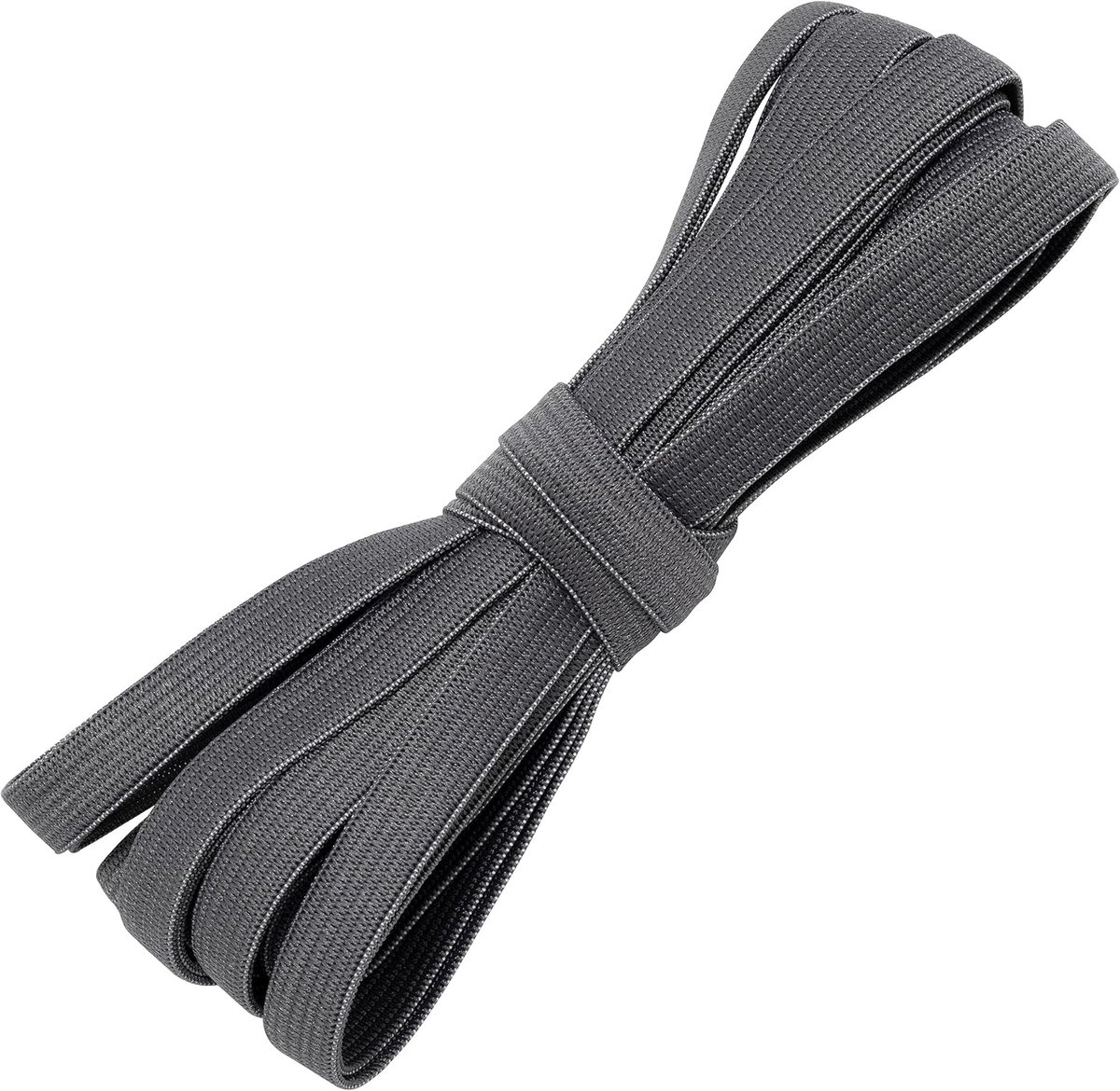 - C67527 - plat gevlochten elastiek 5 meter - breedte 10 mm - polyester + latex - kleur grijs