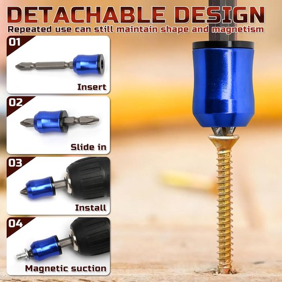 2 stuks magnetische schroefringhouder, schroevendraaierkop magnetische ring, magnetische schroefhouder met schroevendraaierbits voor mechanische boortaken en huishoudelijke reparaties — afbeelding 3
