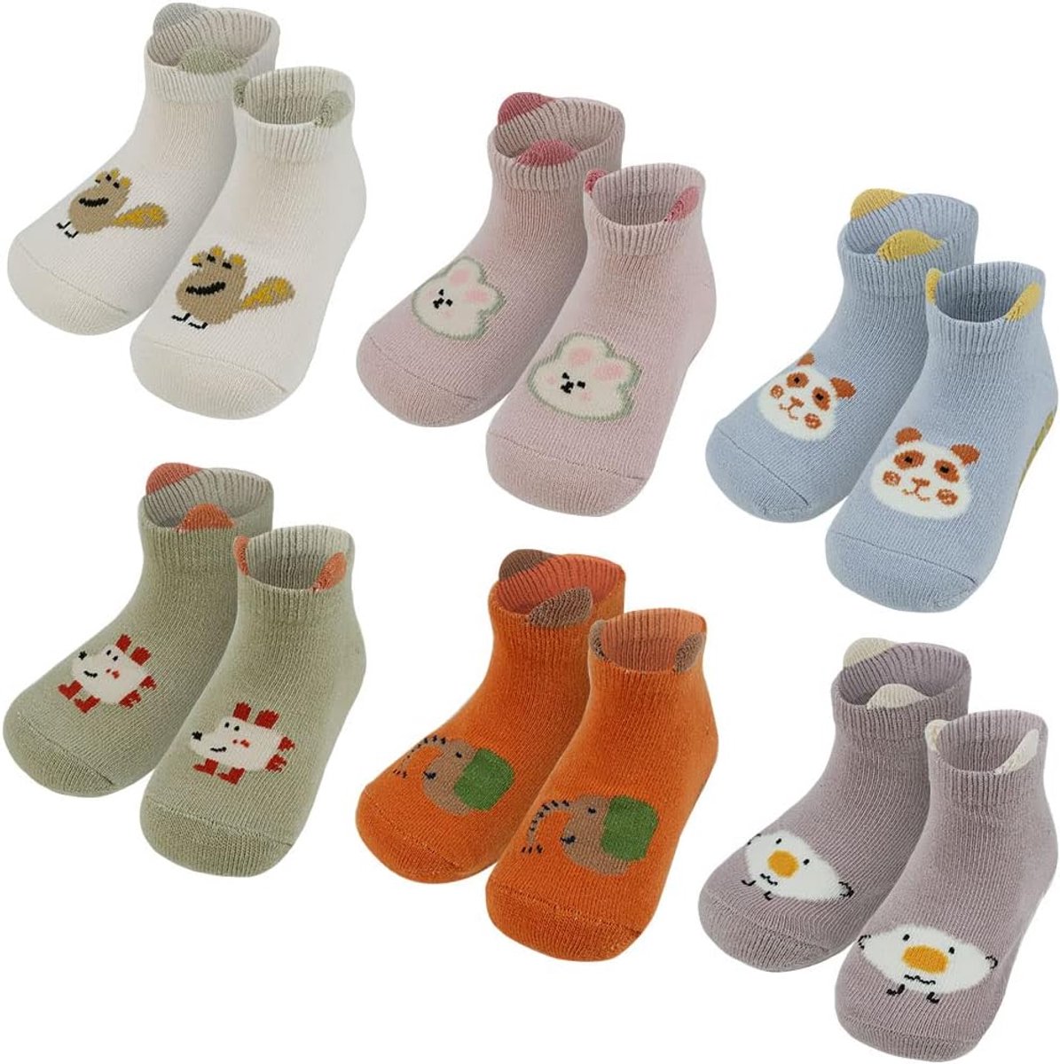 Sokken voor baby's, 6 paar katoenen baby sokken, peuter sokken baby, korte antislipsokken voor kinderen Antislipsokken voor kinderen voor baby's, peuters en kinderen
