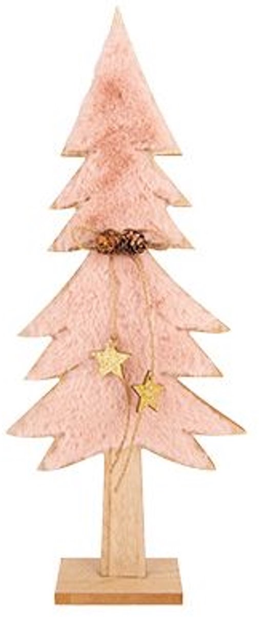 Kerstboom Fake Fur Roze 31x13xh4cm Ander E Hout
