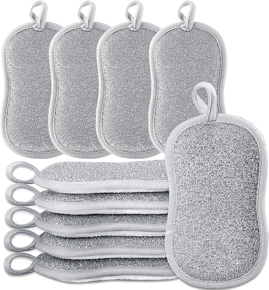 wasbaar, grote poetsspons, 10 stuks, keukenspons, wasbaar, dubbelzijdige krasbestendige keukenspons voor huishoudelijke reiniging, keuken, gootsteen, servies, badkamer