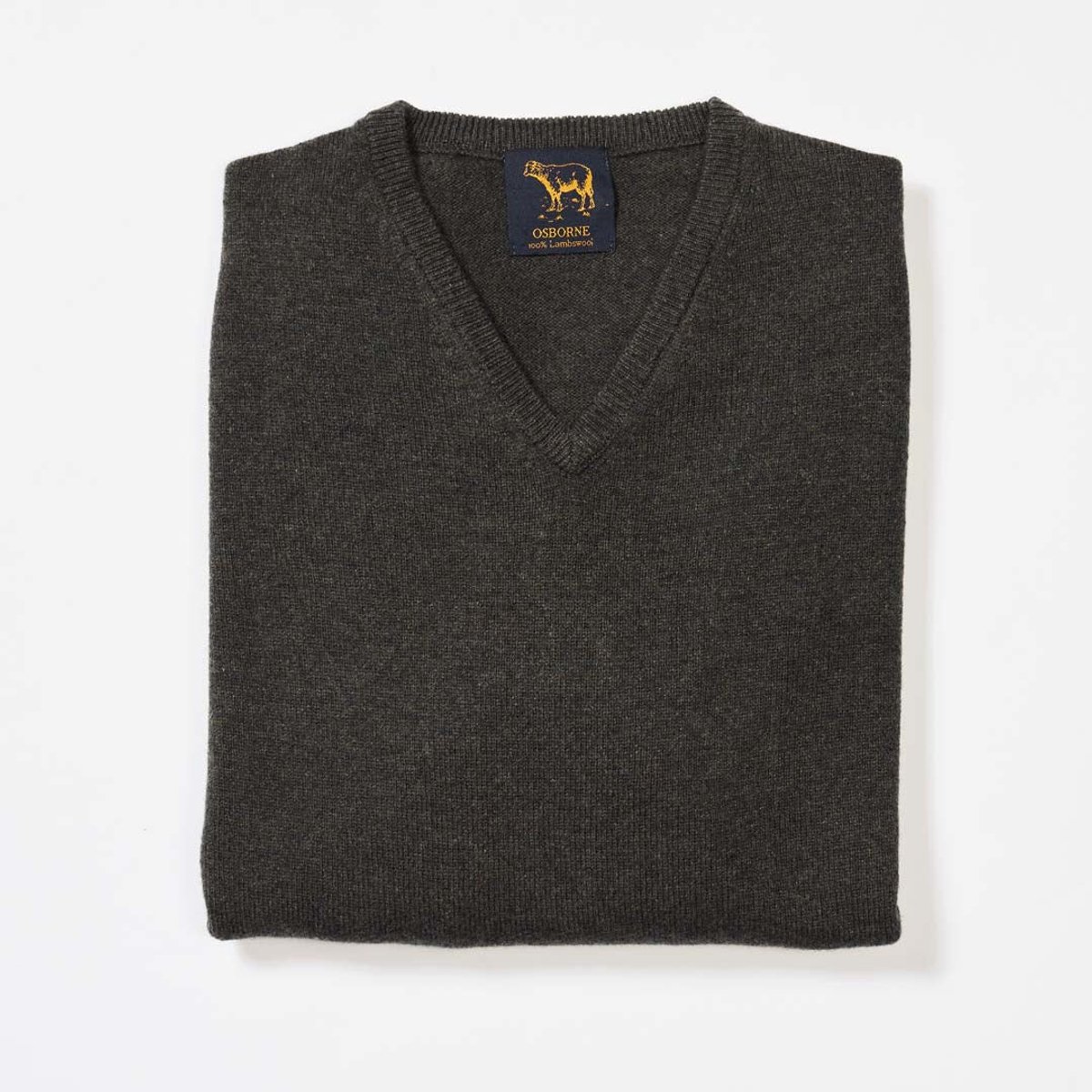 Osborne Knitwear Trui met V hals - Sweater heren in Lamswol - Pullover Heren - Seaweed - XL