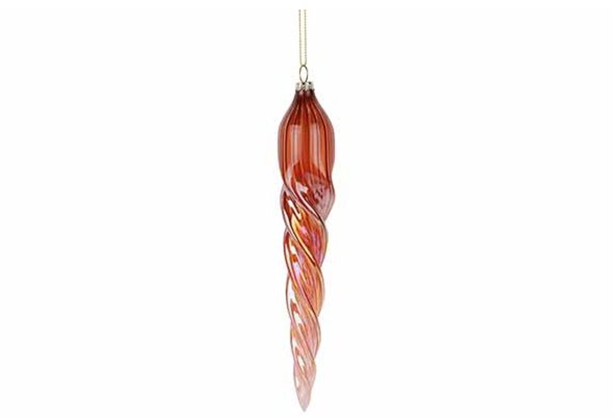 Hanger Spiral Iridescent Roze 3x3xh20cm Glas