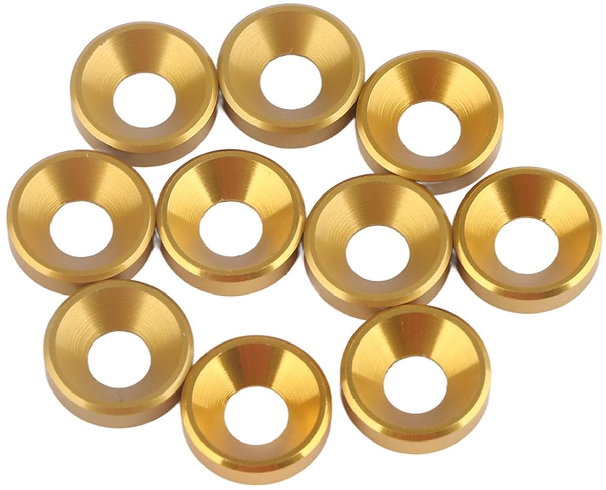 Sluitring Set M5, 10 Stuks, Geanodiseerd Aluminium, Platte Kop Sluitringen voor Verzonken Schroeven