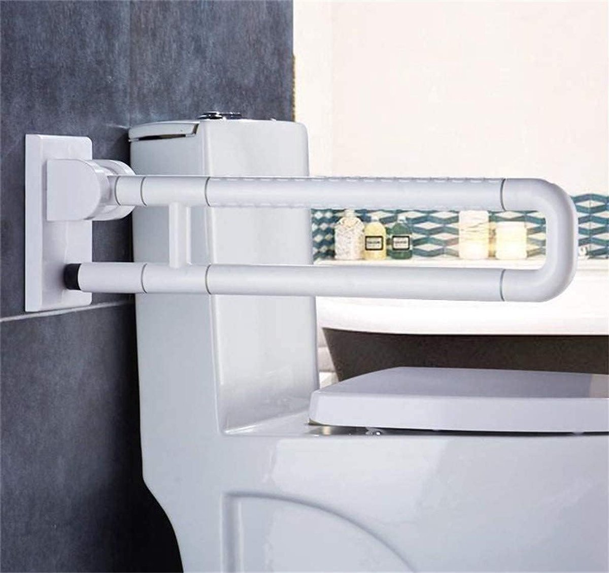 roestvrijstalen leuning, wandgemonteerde toiletleuning, badkamerveiligheid antislip steunbalk geschikt voor badkamer (B Yellow)