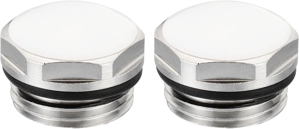 1/2 inch BSP mannelijke schroefdraad, handmatige radiator-ontluchtingsventieldop, 2 stuks vernikkelde messing doppen voor radiatoren, zilverwit