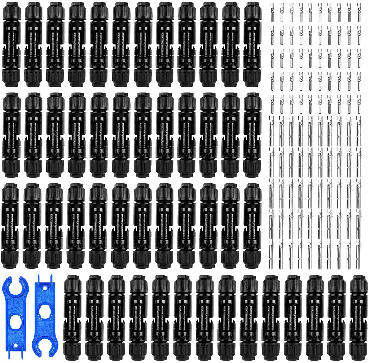 50 paar zonnestekkers, zonnepaneelstekkers met 2 stuks moersleutels, zonnepaneel-kabelstekker, fotovoltaïsche connector, IP67