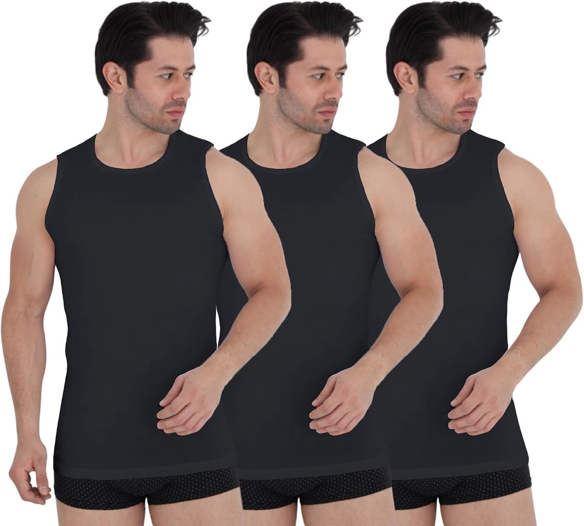 Onderhemden voor heren, 100% katoen, tanktop, mouwloos, met ronde hals