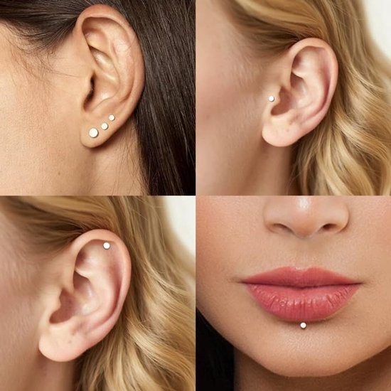 Neusring zonder schroefdraad van g23 titanium, 16 g, 18 g, 20 g, oorbellen met platte achterkant, stud voor neus-, lipkraakbeen, helix-, daith-piercing, sieraden — afbeelding 2