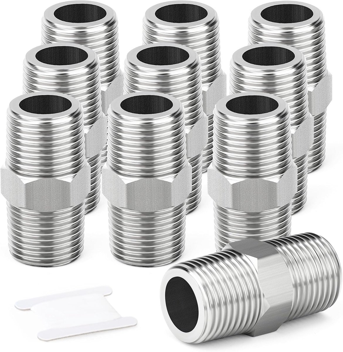 10 stuks 304 roestvrij staal nieuwe Hex Hex Nipple, 3/8" BSP Male x 3/8" BSP Male, Pipe Adapter Fitting