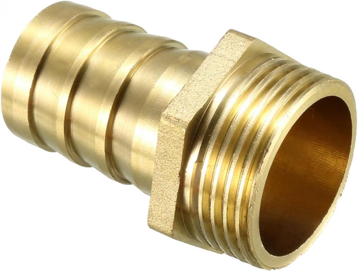 sourcing map messingwide slangaansluiting 6 mm met weerhaken x 1/2 PT insteeknippel 25mm x 1 PT, 1 Pack