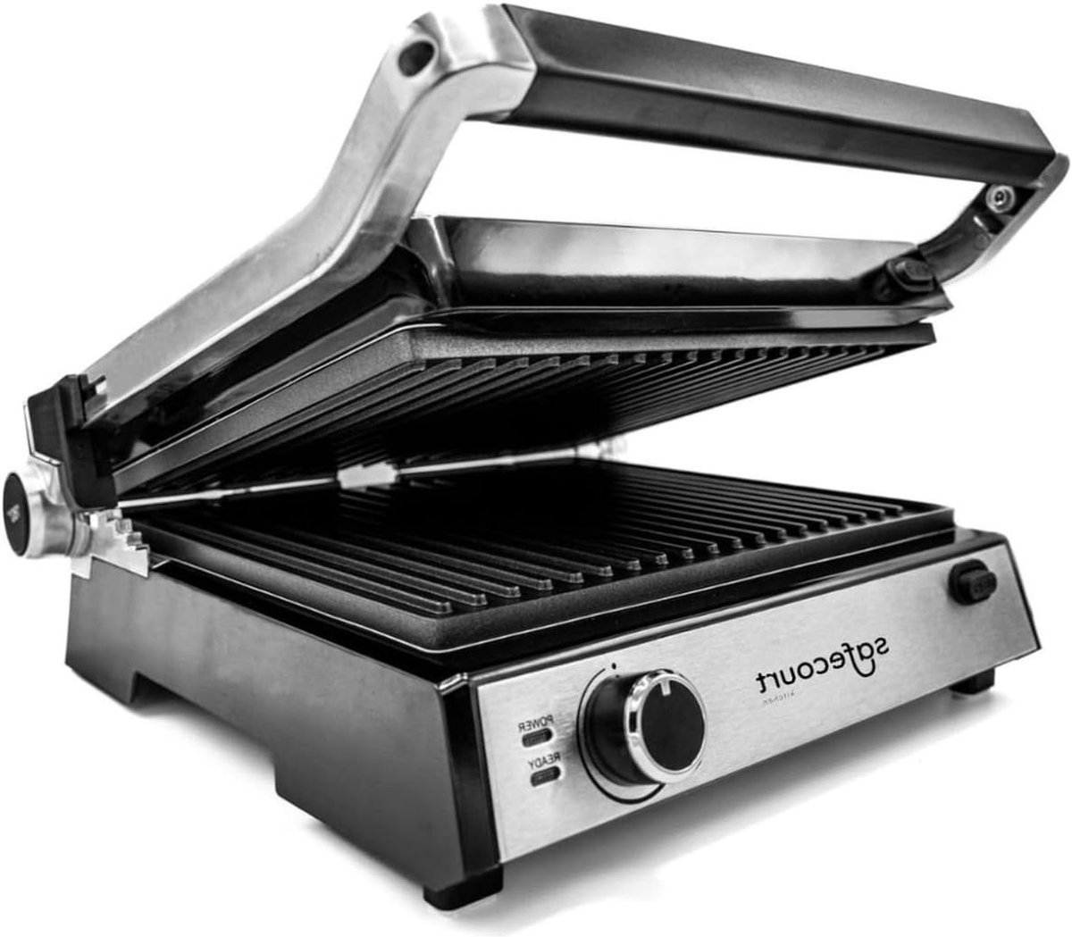 Tosti apparaat - Contactgrill - Snel Lunchen - Uitneembare platen - 36 x 15 x 37 cm - Zilver
