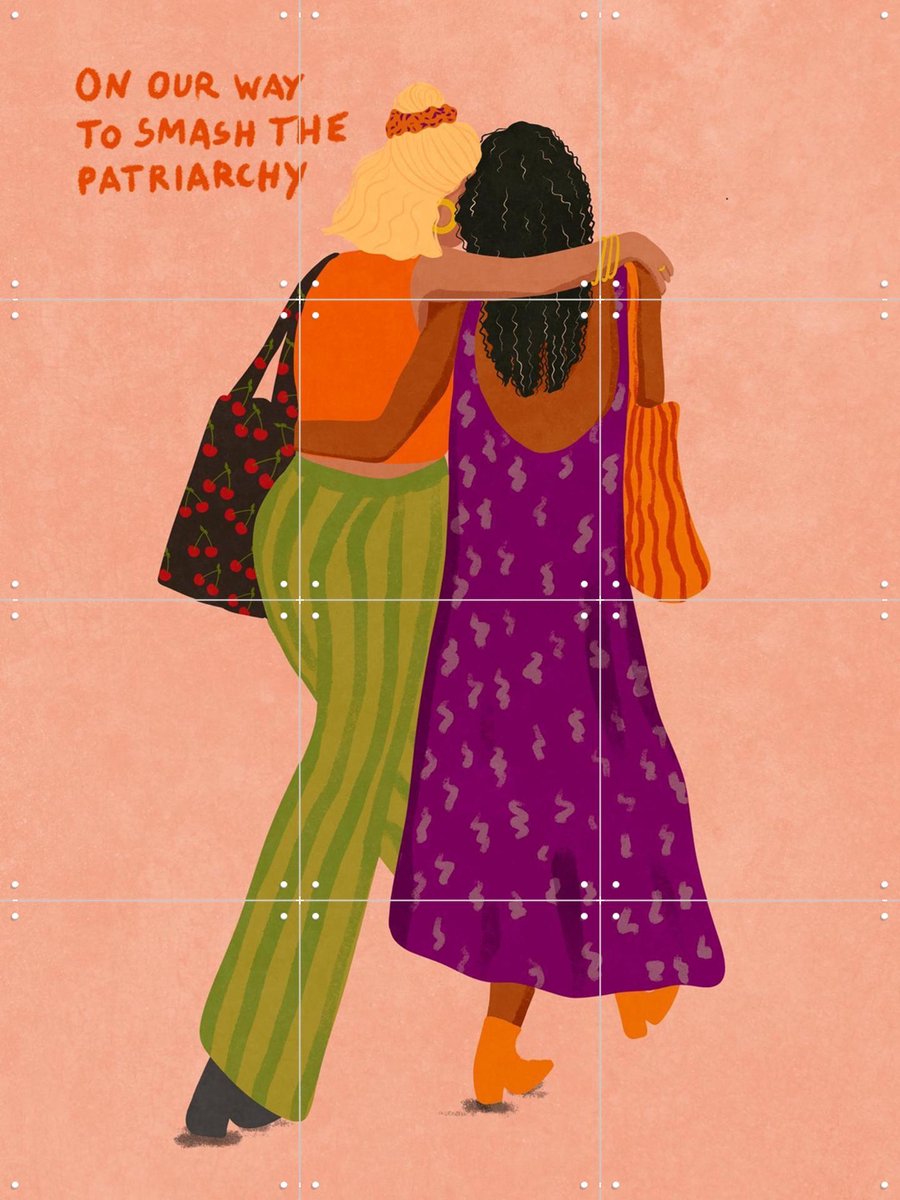 IXXI Smash The Patriarchy, Raissa Oltmanns - 60 x 80 cm - Gratis ophangtool - Grote wanddecoratie en posters - Kleurrijk, Illustraties, Modern