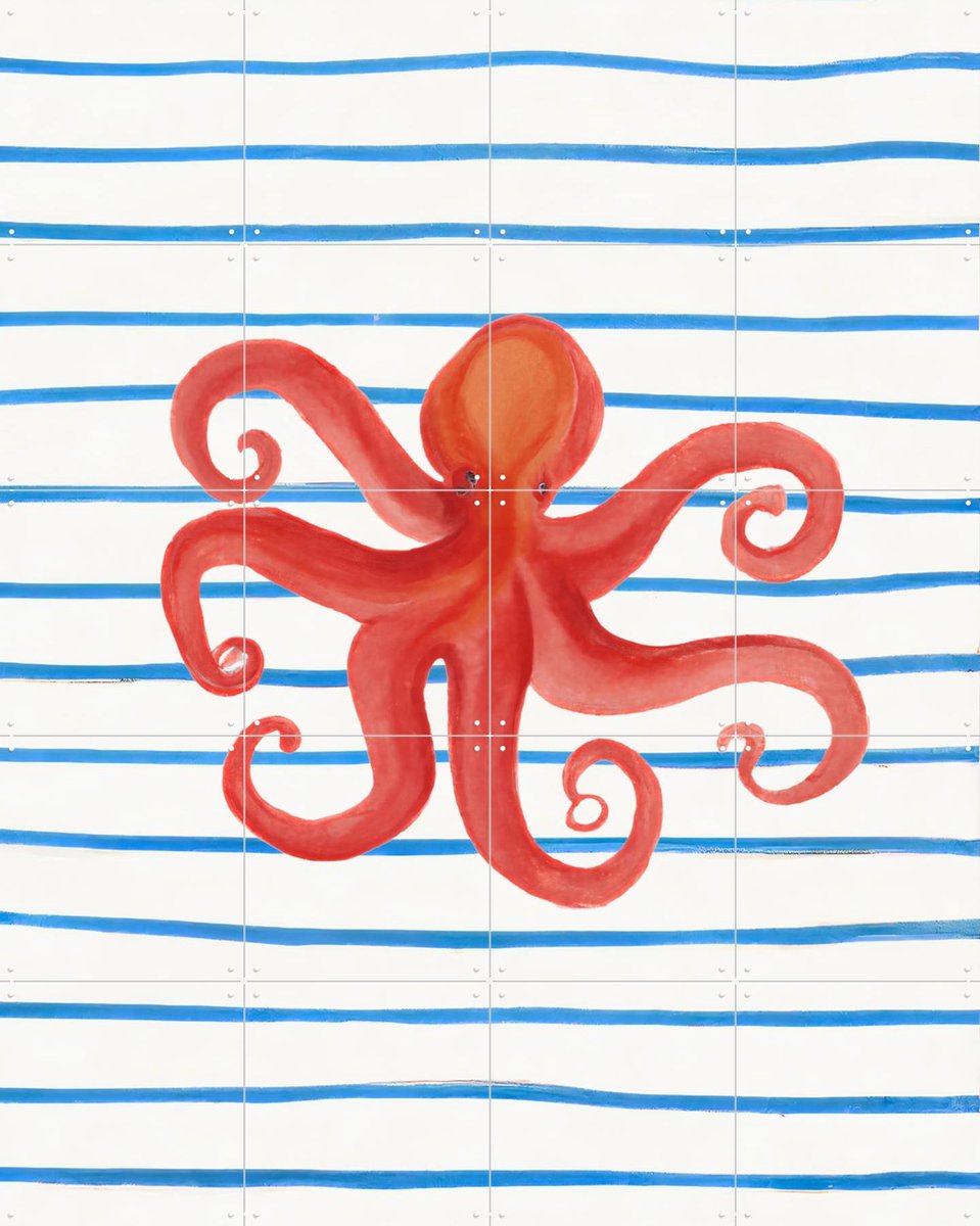IXXI Deep Sea, Interiorisla - 80 x 100 cm - Gratis ophangtool - Grote wanddecoratie en posters - Strepen, Speels, Aquarel, Babykamer, Strandhuis