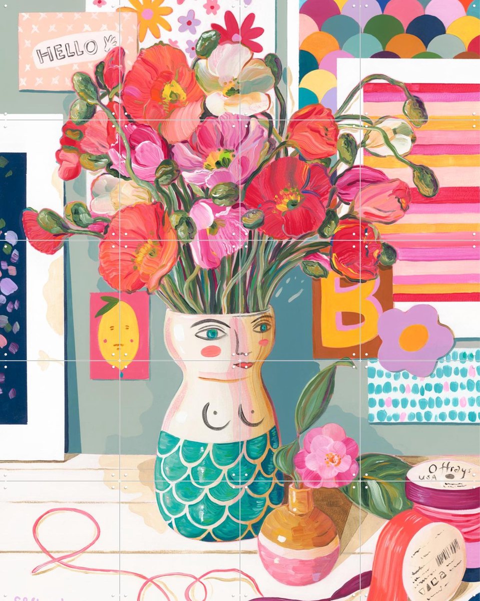 IXXI Mermaid And Miscellaneous, Libby Chambers - 80 x 100 cm - Gratis ophangtool - Grote wanddecoratie en posters - Modern, Illustraties, Speels