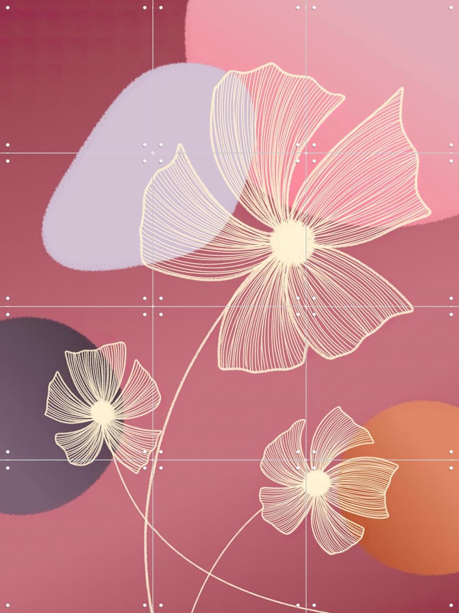 IXXI White Line Art Pink, Moonheart Artworks - 60 x 80 cm - Gratis ophangtool - Grote wanddecoratie en posters - Digitale Kunst, Line art, Gang