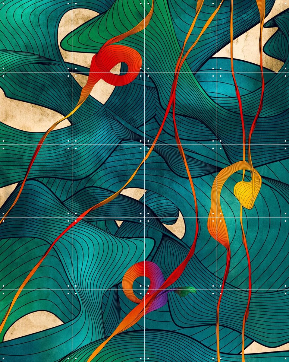 IXXI Phyt, Angelo Cerantola - 80 x 100 cm - Gratis ophangtool - Grote wanddecoratie en posters - Digitale Kunst, Kleurrijk, Abstract, Speels, Modern