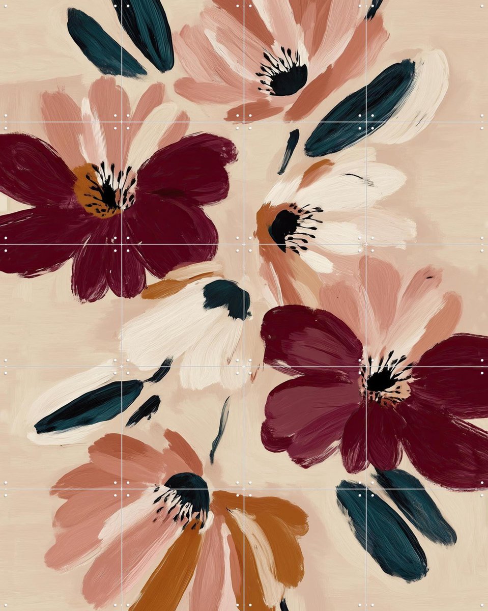 IXXI Blush and Wine Blossoms 1, Branka Kodžoman - 80 x 100 cm - Gratis ophangtool - Grote wanddecoratie en posters - Schilderijen, Kwaststreken