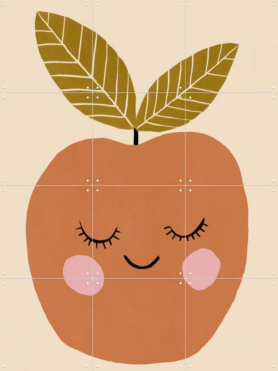 IXXI Happy Apple, Treechild & Various - 60 x 80 cm - Gratis ophangtool - Grote wanddecoratie en posters - Kleurrijk, Illustraties, Modern, Speels