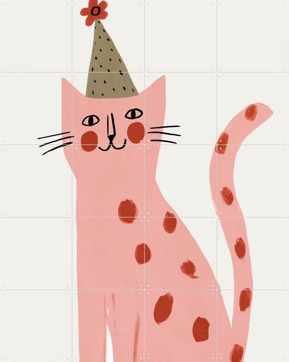 IXXI Happy Cat, Treechild & Various - 80 x 100 cm - Gratis ophangtool - Grote wanddecoratie en posters - Speels, Kleurrijk, Illustraties, Cartoonesk