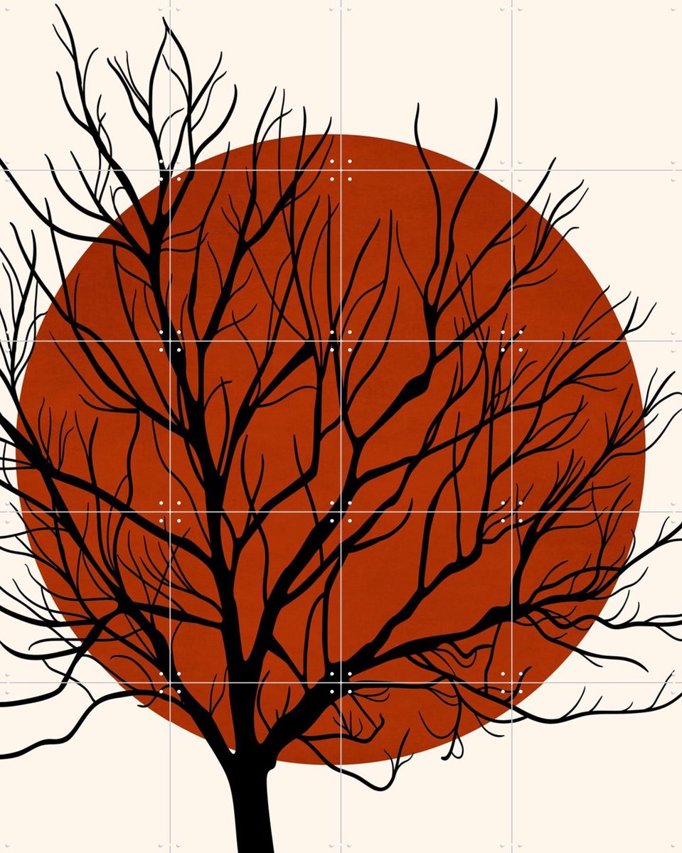 IXXI Hiding Sun Rust, Kubistika - 80 x 100 cm - Gratis ophangtool - Grote wanddecoratie en posters - Abstract, Bauhaus, Modern, Geometrische Kunst