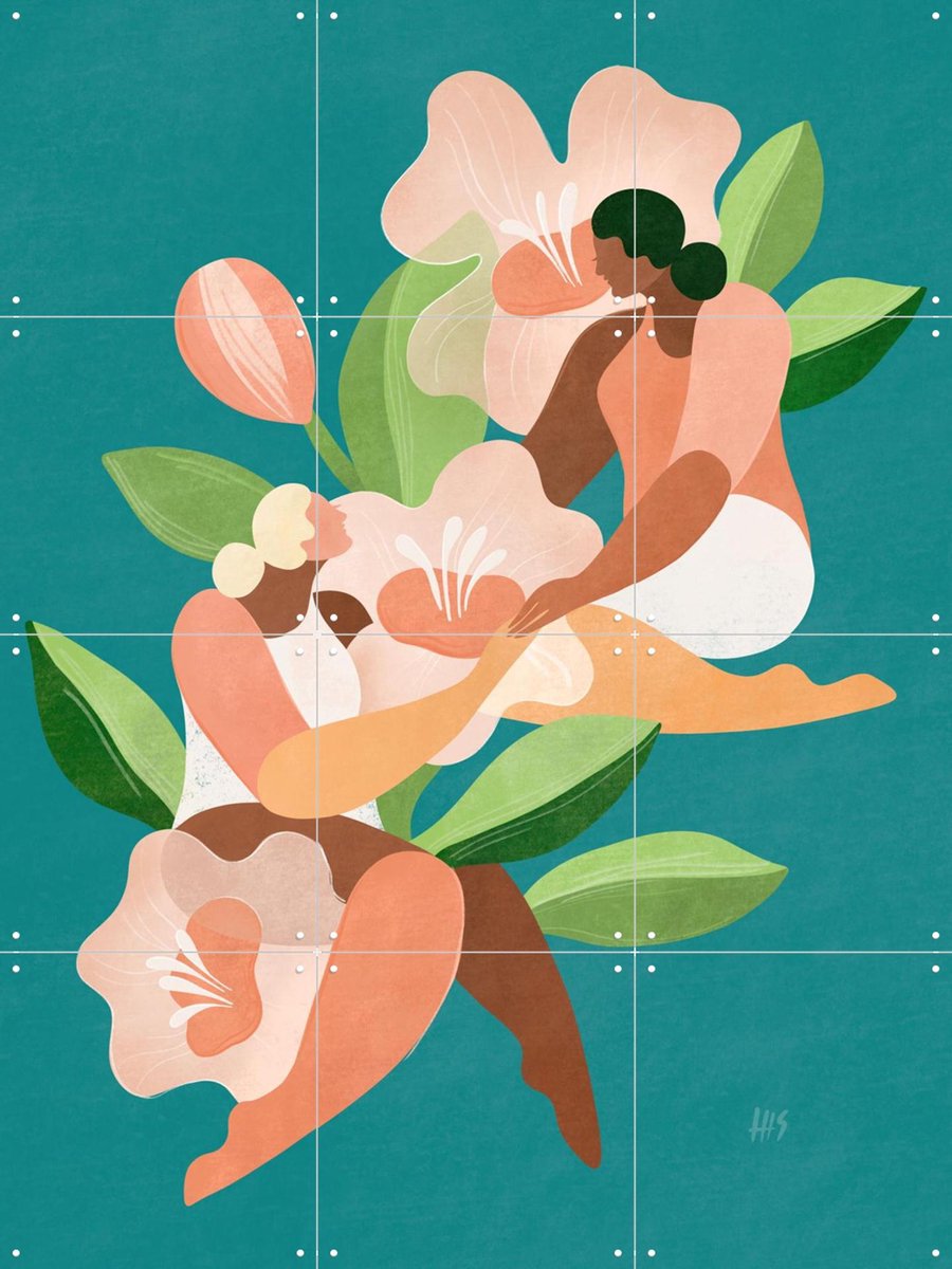 IXXI Growth Shared, Maggie Stephenson - 60 x 80 cm - Gratis ophangtool - Grote wanddecoratie en posters - Digitale Kunst, Kleurrijk, Modern
