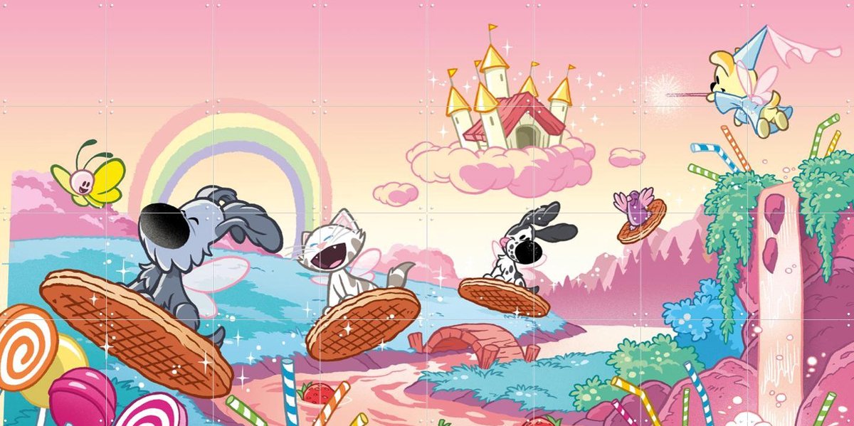 IXXI Woezel & Pip in het Land van je Ogen Dicht, Woezel & Pip & Van Hoorne Studios - 160 x 80 cm - Gratis ophangtool - Grote wanddecoratie en posters